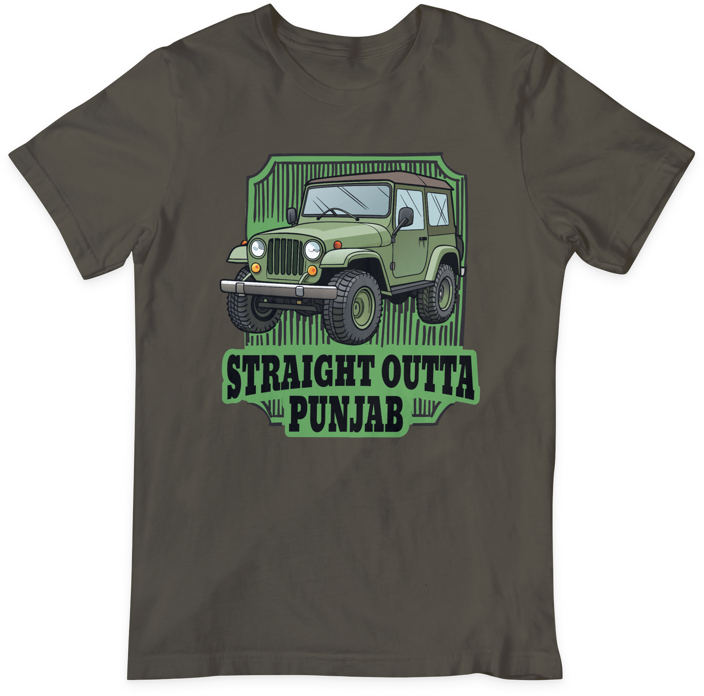 Straight Outta Punjab-Olive Green